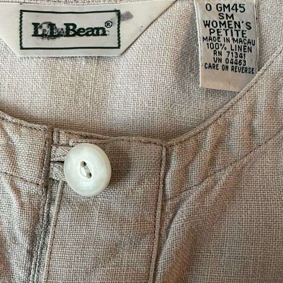 LL Bean 100% Linen Tunic Natural Oatmeal Casual Shirt Women's Petite Small - Picture 10 of 10